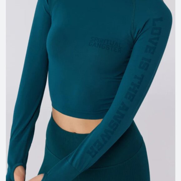 Spiritual Gangster "Love is the answer" Seamless long sleeve workout crop top - Picture 1 of 7